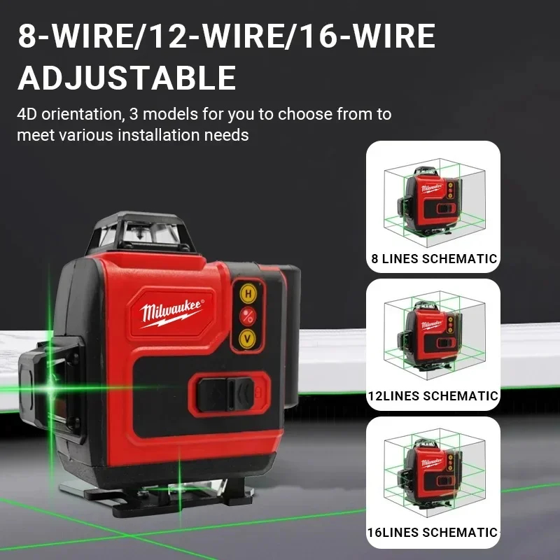 Milwaukee M18 Battery Compatib - đánh giá và giá Laser Level 16 Lines 4D Green